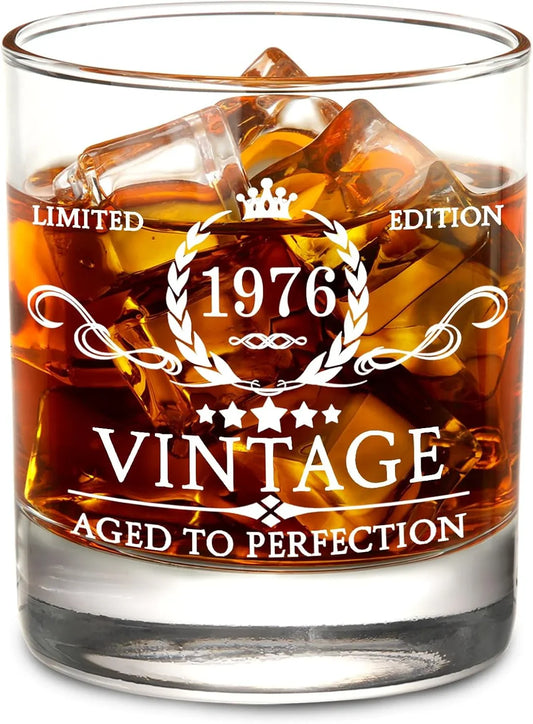 50Th Birthday Gifts for Men Whiskey Glass with Delicate Package- 50Th Birthday Decorations for Men, Party Supplies - 50Th Bday Gifts Ideas for Him, Dad, Husband, Friends - 11Oz Whiskey Glass