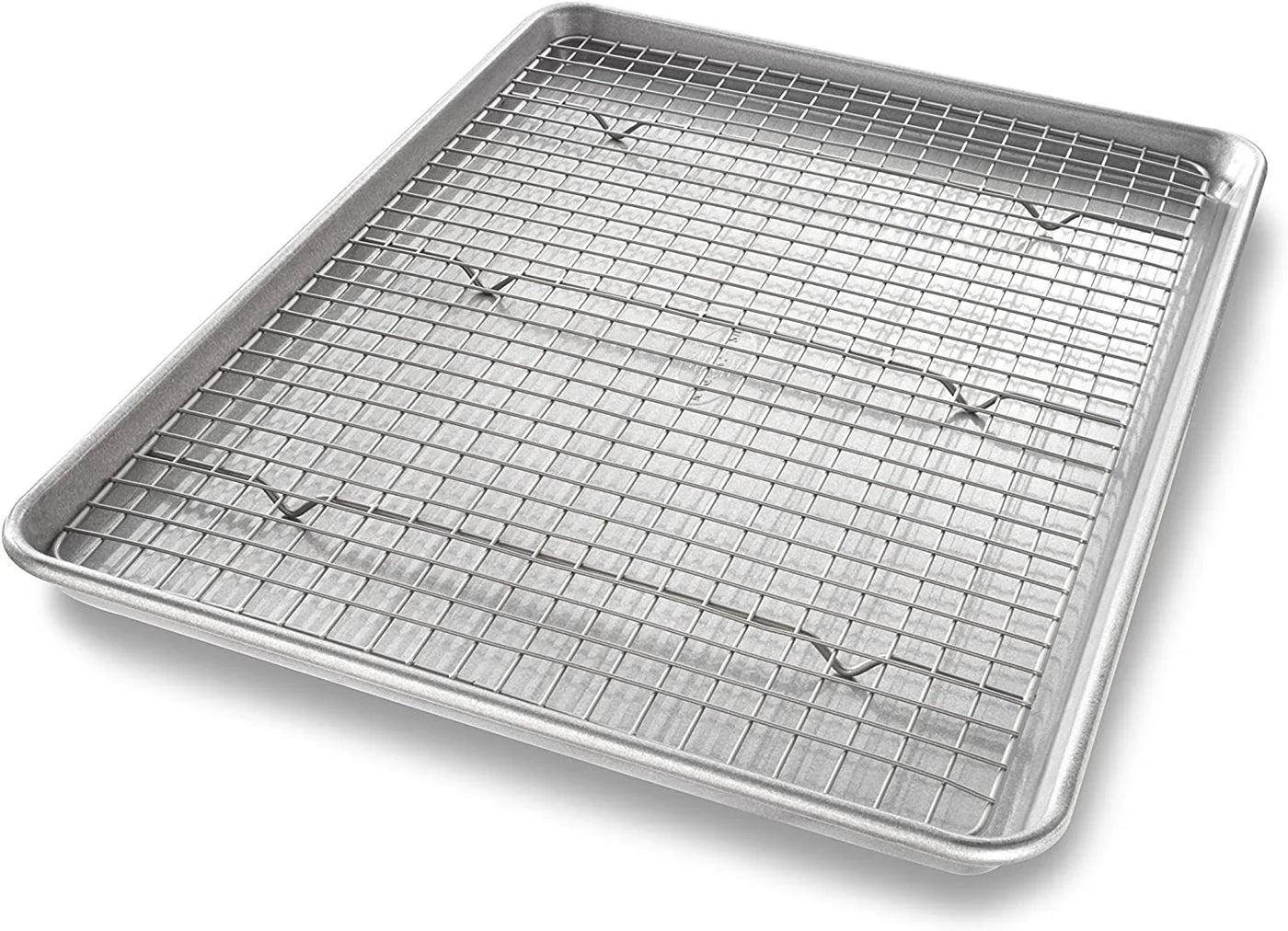Bakeware Half Sheet Baking Pan and Bakeable Nonstick and Cooling Rack Set, Metal
