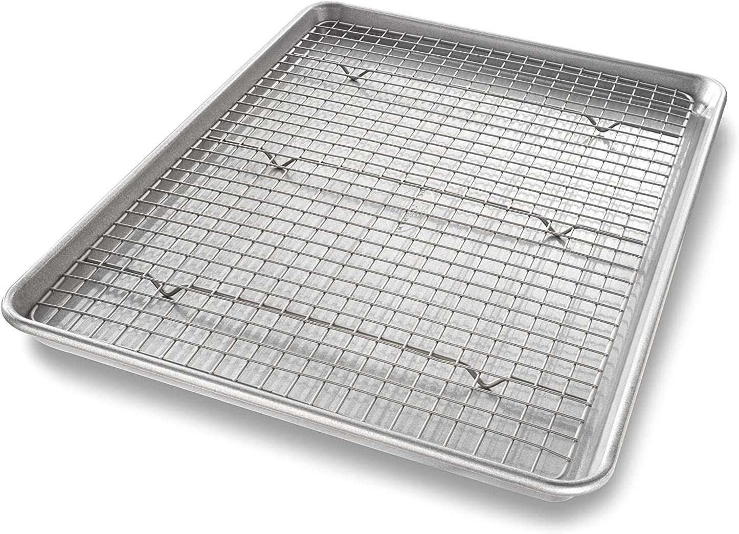 Bakeware Half Sheet Baking Pan and Bakeable Nonstick and Cooling Rack Set, Metal