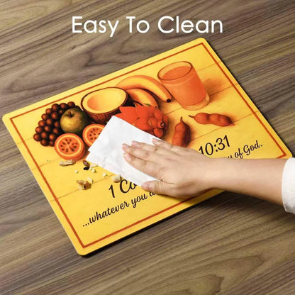 Bible Verse Placemats, 1 Corinthians 10 31, Set of 6, Cork Backed Wood Table Mats, Heat Resistant Christian Scripture Dining Decor, Large 15.7 X 11.4 Inch, Durable and Easy to Clean