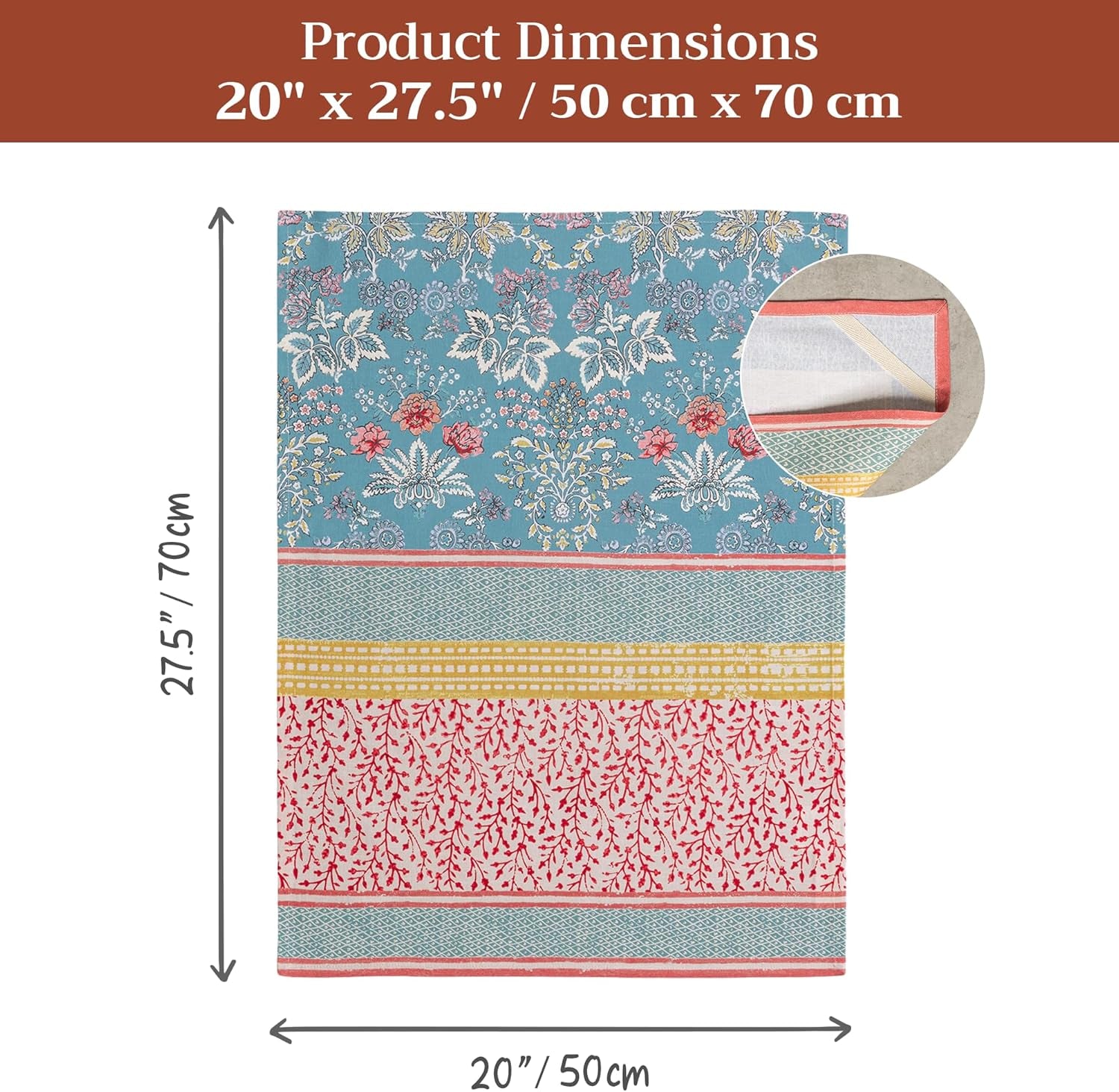Kitchen Towels Set of 3 100% Cotton 27.50" X 20" Reusable Cloth Tea Dish Towels Absorbent with Hanging Loop for Kitchen Gifts for Mothers Day Spring/Summer (Marquise)