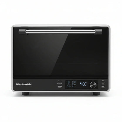 KitchenAid digital countertop oven with 400°F display and sleek black design