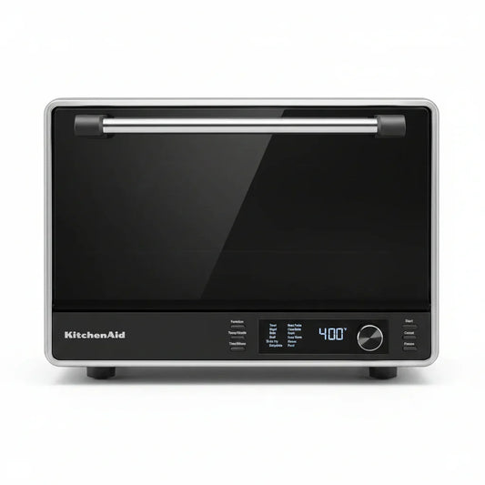 KitchenAid digital countertop oven with 400°F display and sleek black design
