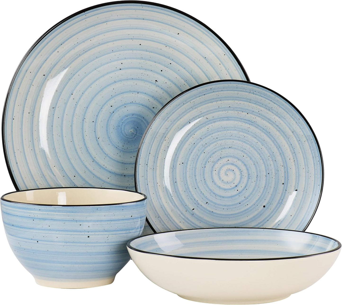 Gia 24 Piece Stoneware Dinnerware Set (Light Blue)