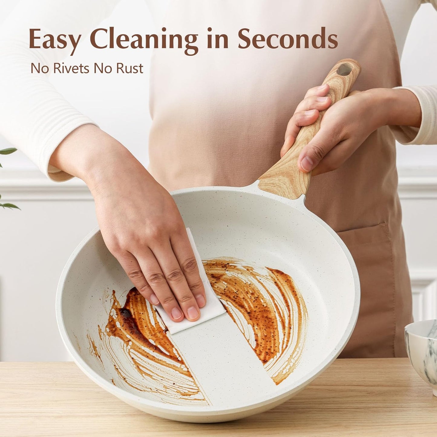 Nonstick Ceramic Frying Pan with Lid 8/9.5/10/11/12.5 Inch Omelet Pan Skillet, Free of Intentionally Added PFAS/PTFE Non-Toxic Chef'S Pan Induction Compatible Pan, Heat Resistant Handle