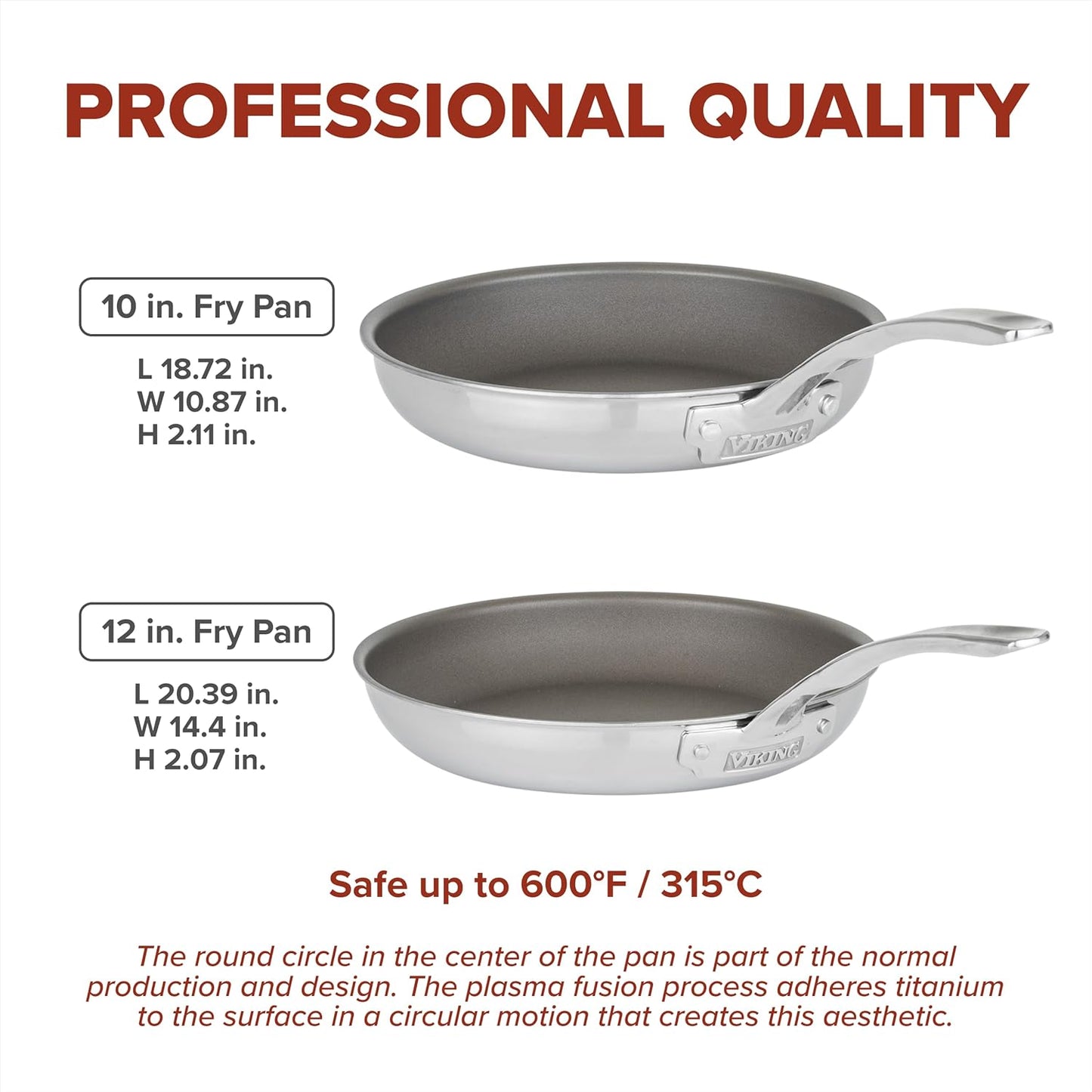 Pureglide Pro 3-Ply Nonstick Frying Pans, Made without PFAS, 2-Piece Induction Fry Pan Set, 9.5 and 11-Inch, Metal Utensil Safe Titanium Nonstick Surface, Oven Safe to 600F