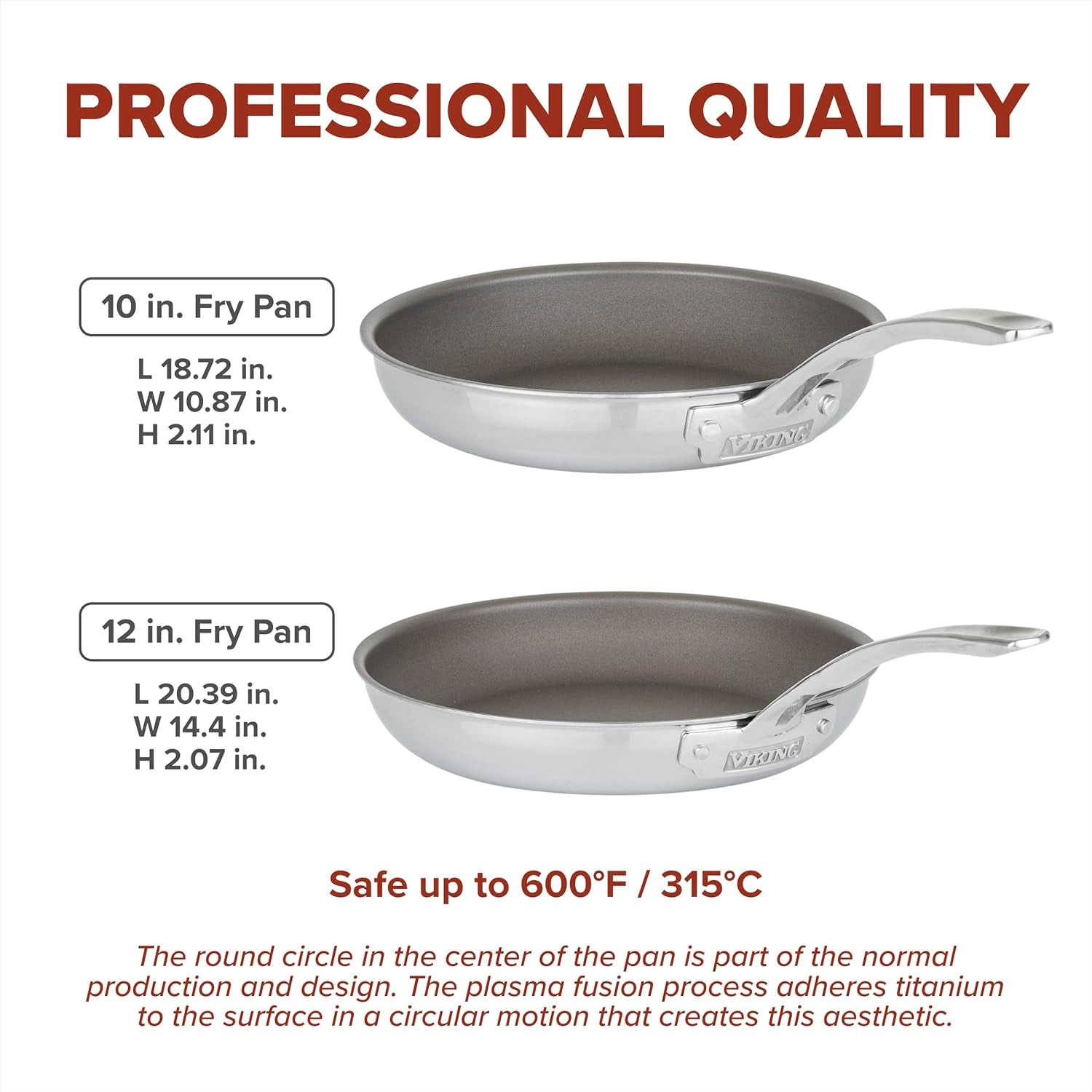 Pureglide Pro 3-Ply Nonstick Frying Pans, Made without PFAS, 2-Piece Induction Fry Pan Set, 9.5 and 11-Inch, Metal Utensil Safe Titanium Nonstick Surface, Oven Safe to 600F
