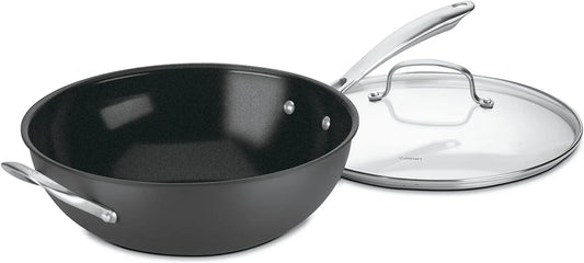 GG26-30H Greengourmet Hard-Anodized Nonstick Stir-Fry Wok with Glass Cover 12-Inch
