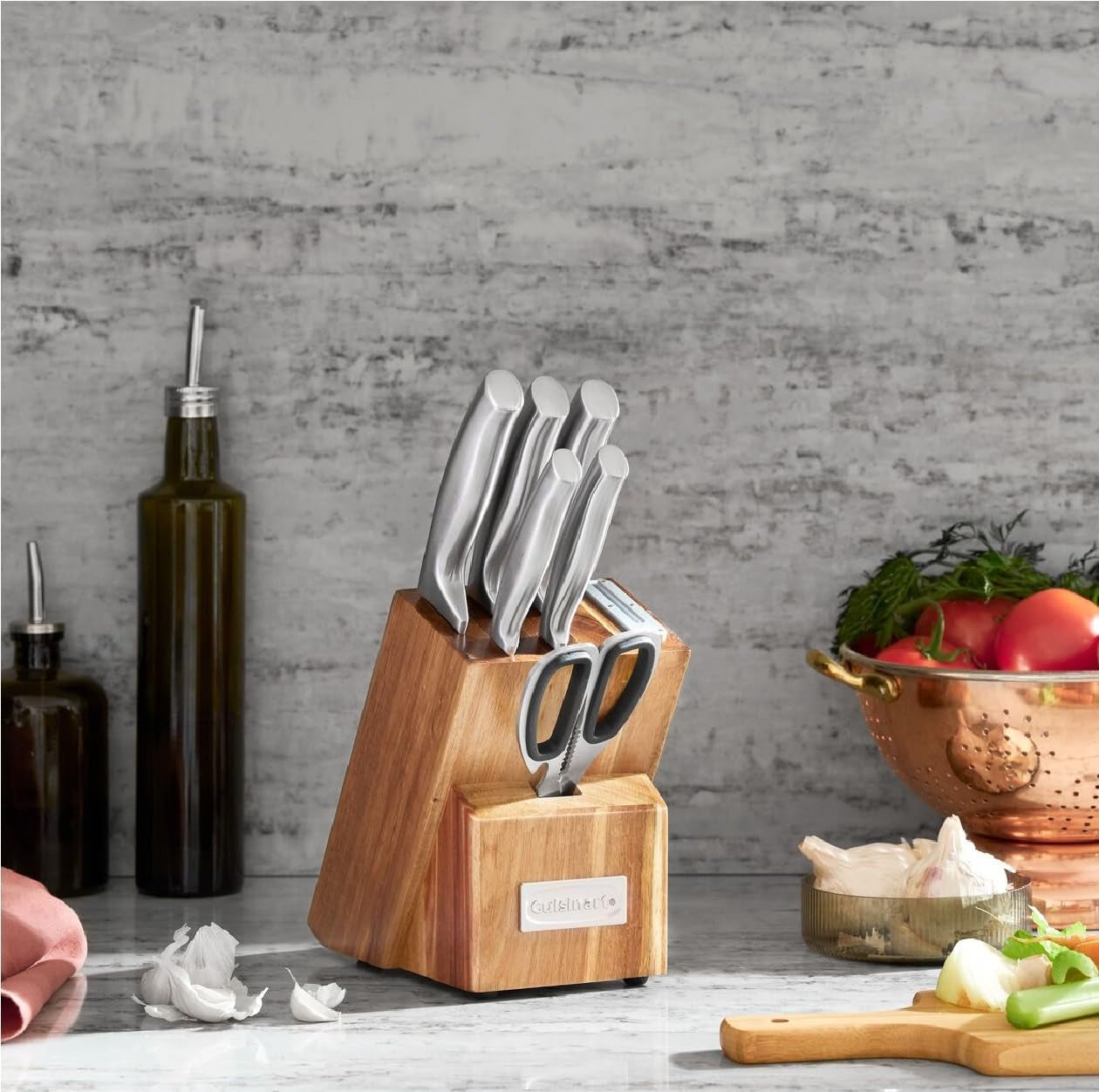7 Pc Stainless Steel Essentials Cutlery Block Set with Built in Sharpener