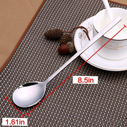 Spoons, 8 Pieces Korean Spoon, 8.5 Inch Stainless Steel Table Soup Spoons with Long Handles for Home, Kitchen, or Restaurant Flatware Set