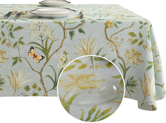 Rectangle Table Cloth,100% Waterproof Tablecloth Oil Proof Spill Proof Vinyl Table Cloth, Wipe Clean Plastic Table Cover for Dining, Camping, Indoor and Outdoor 52" X 70",Leaves