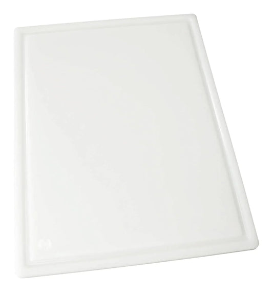 Heavy-Duty Plastic Cutting Board with Groove, 12" X 18" X 1/2", White