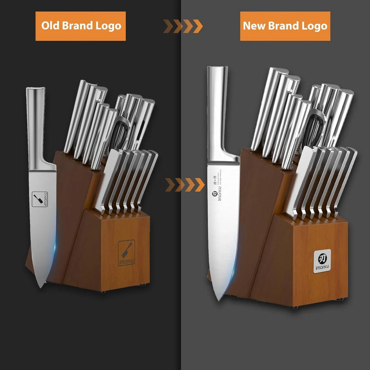 Knife Set - Kitchen Knife Set 15 Pieces Japanese Stainless Steel Knife Block Set with Sharpener - Dishwasher Safe Kitchen'S Knives - Ultra Sharp Chef Knife Set for Kitchen