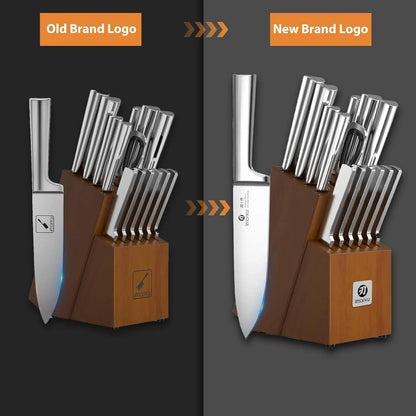 Knife Set - Kitchen Knife Set 15 Pieces Japanese Stainless Steel Knife Block Set with Sharpener - Dishwasher Safe Kitchen'S Knives - Ultra Sharp Chef Knife Set for Kitchen