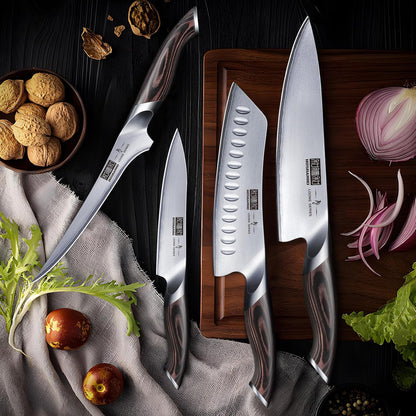 16-Piece Knife Set, Japanese High Carbon Stainless Steel Kitchen Knife Set, Ultra Sharp Chef Knife Block Set with Sharpener