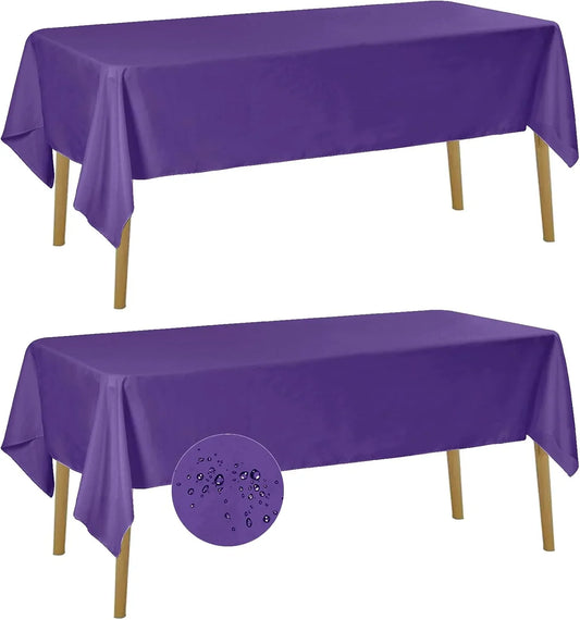 2 Pack Waterproof Rectangle Tablecloth, 60X120 Inch,Stain Resistant and Wrinkle Polyester Table Cloth, Fabric Table Cover for Kitchen Dining, Wedding, Party, Holiday Dinner-Purple