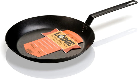 12 Inch Carbon Steel Skillet - Pfas-Free Pre-Seasoned Carbon Steel Frying Pan for High-Heat Searing - Long Handle Design for Omelets, Grilling, and Campfire Cooking - Made in the USA
