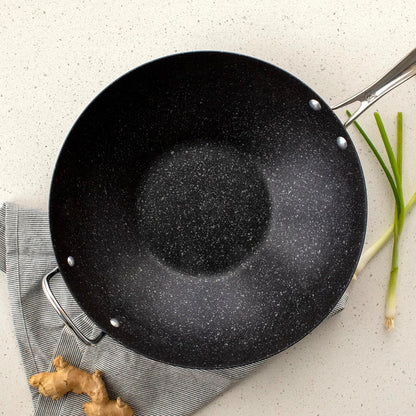 Basalt Aluminized Steel Spun Wok, 14-Inch, Ceramic Coating