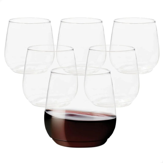 POP 12Oz Stemless Wine Glass Set of 48, Premium Quality, Recyclable, Unbreakable & Crystal Clear Plastic, Cocktail, Whiskey Glasses
