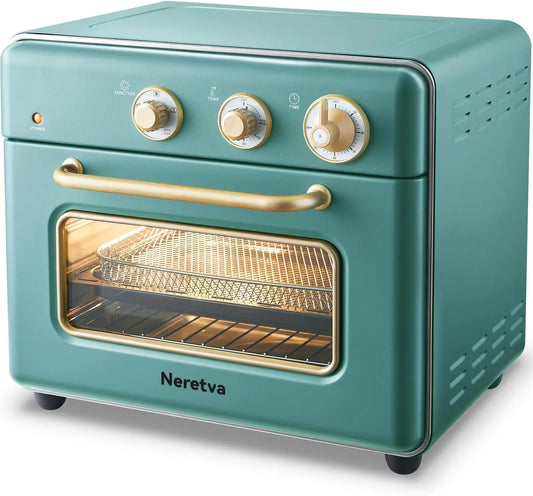 [21 QT& 6-In-1] Toaster Oven & Air Fryer, Compact Toaster Ovens Countertop with 5 Slices 1500W Rapid Heat Air Fryer Toaster Oven Combo Stainless Steel for Bake/Toast/Broil/Air Fryer/Defrost