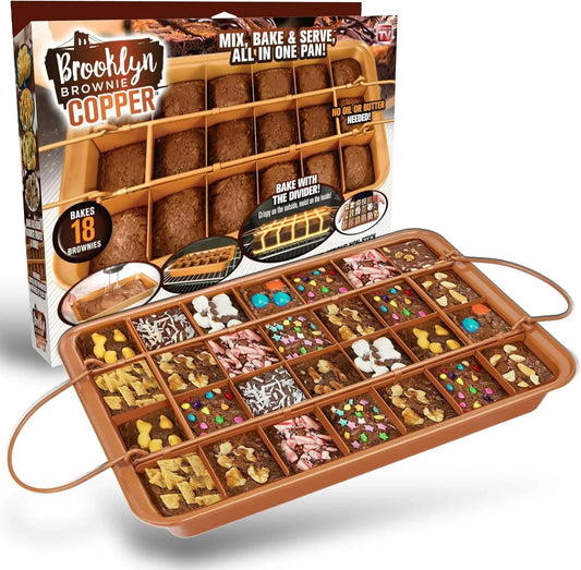 XL Brownie Pan with Dividers Nonstick Baking Pan for All Edge Brownies with Removable Divider, 2 in 1 Cake Pan + Brownie Baking Tray with 24 Pre-Cut Molds, Non-Toxic Oven/Dishwasher Safe