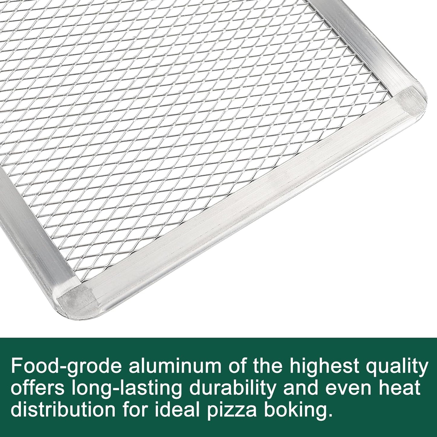 Pizza Screen 11 X 16 Inch 2 Pack Rectangular Aluminum Pizza Pan Restaurant-Grade Flatbread Screen Pizza Crisper Pan,Oven-Safe