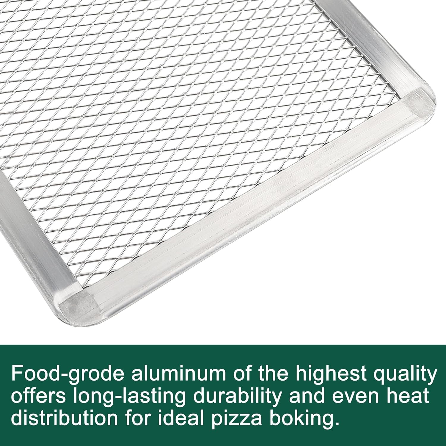 Pizza Screen 11 X 16 Inch 2 Pack Rectangular Aluminum Pizza Pan Restaurant-Grade Flatbread Screen Pizza Crisper Pan,Oven-Safe