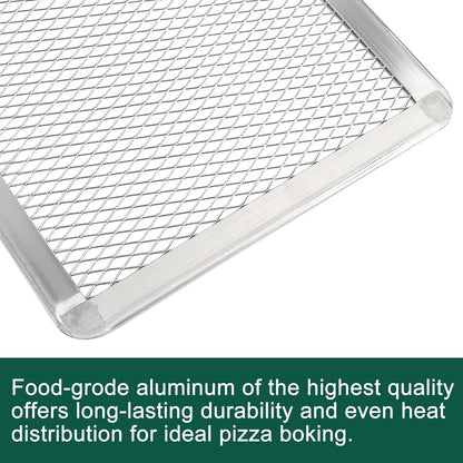 Pizza Screen 11 X 16 Inch 2 Pack Rectangular Aluminum Pizza Pan Restaurant-Grade Flatbread Screen Pizza Crisper Pan,Oven-Safe