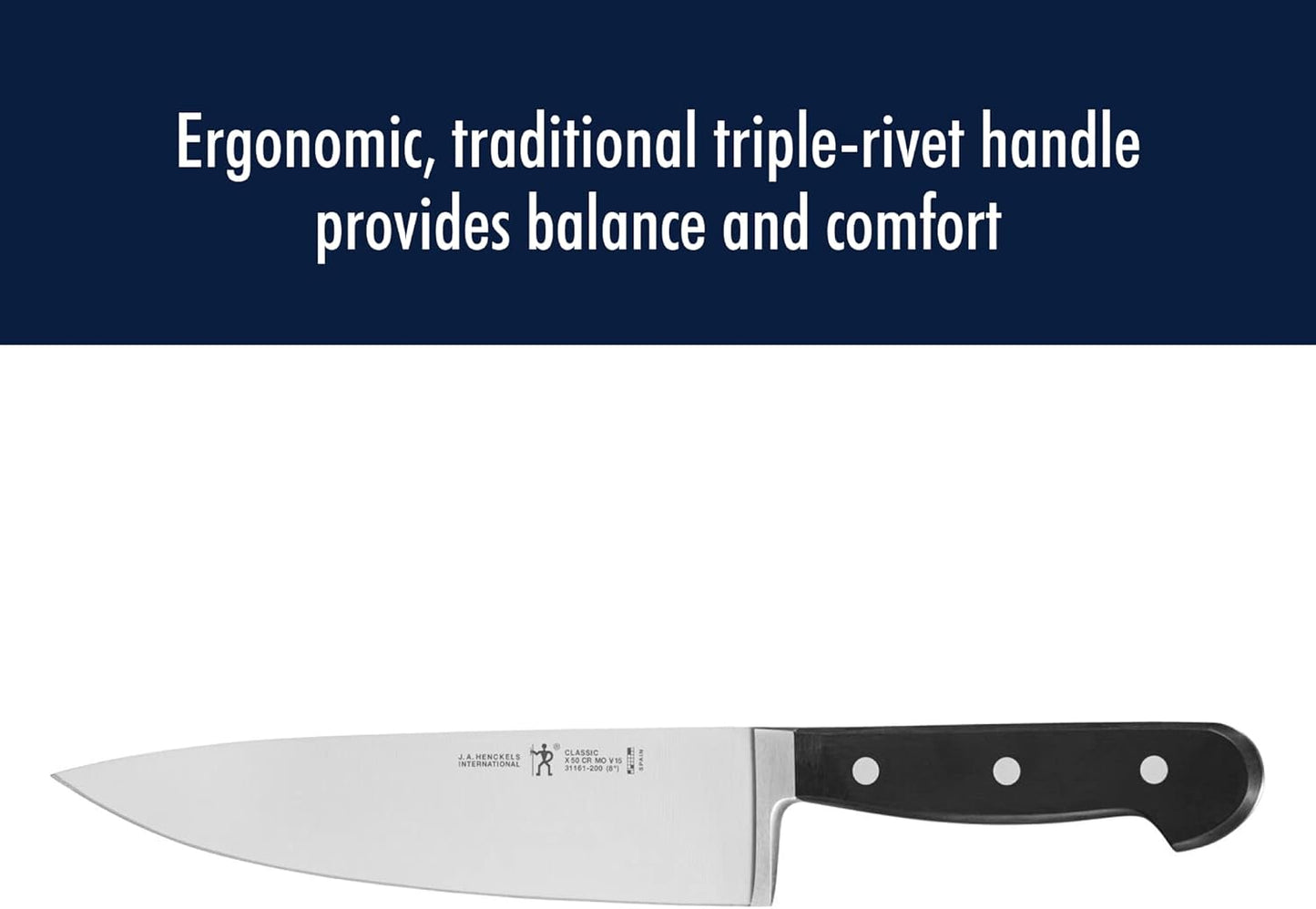 Classic Razor-Sharp 3-Piece Kitchen Knife Set, Chef Knife, Paring Knife, Utility Knife, German Engineered Informed by 100+ Years of Mastery, Stainless Steel