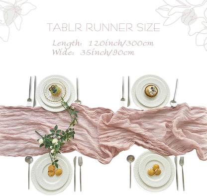 2 Pcs Cheesecloth Table Runner - 10Ft Dusty Pink Easter Decor Boho Gauze Cheese Cloth Table Runners for Baby Shower Decorations Wedding Party Spring Garden Farmhouse