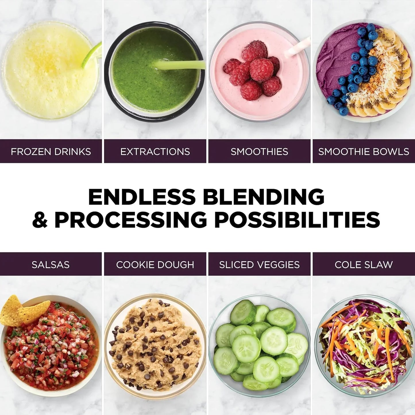 Kitchen System | All-In-One Food Processor & Blender | 8-Cup Bowl & (1) 24 Oz. To-Go Cup Blendsense Tech | for Smoothies, Cookie Dough, Salsas, Cole Slaw & More | 1800 Peak Watt | Black | TB401