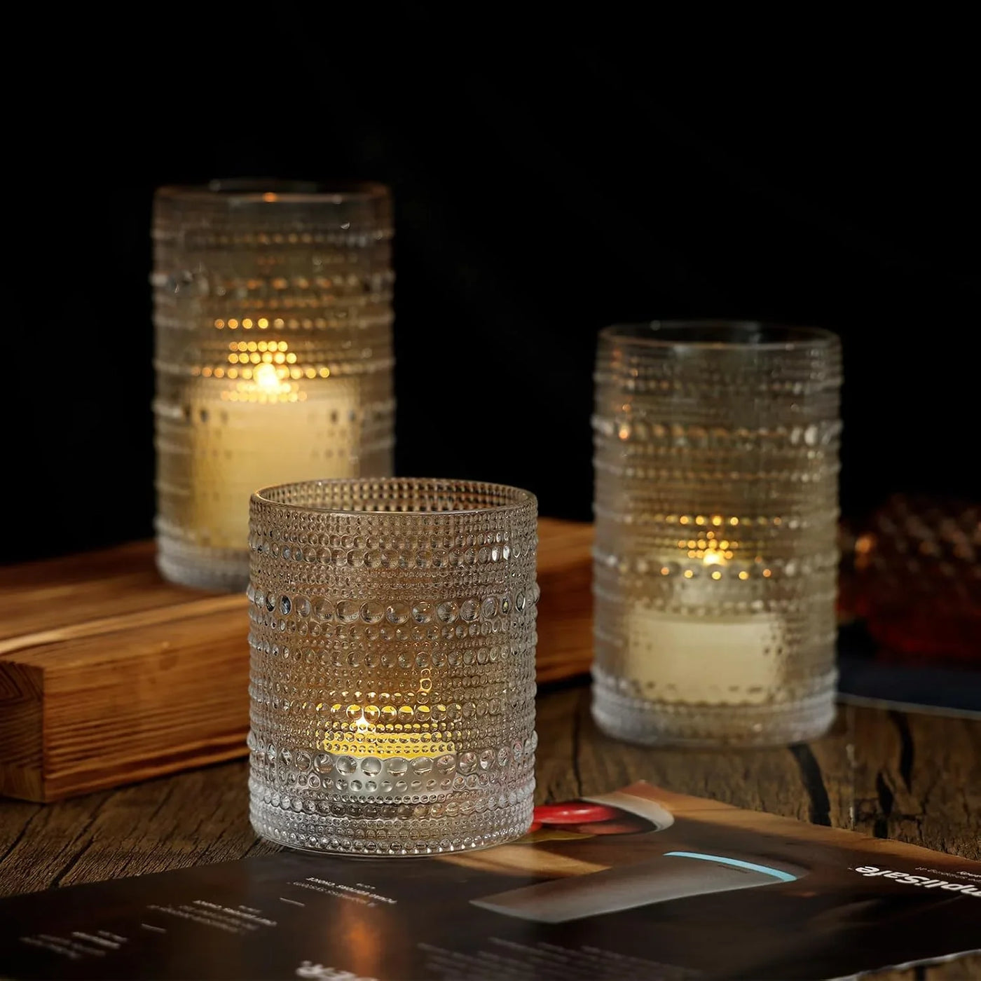 Hobnail Drinking Glasses Set of 12, 12 Oz Highball Glasses & 10 Oz Cocktail Glasses, Clear Embossed Boho Glass Cups Kitchen Bar Tumbler Glassware Set for Whiskey, Beer, Juice, Milk