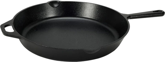 Pre-Seasoned Cast Iron Skillet, Oven Safe, Even Heating, Heat Distribution, Stove Compatible, Heavy-Duty, 15-Inch, Black