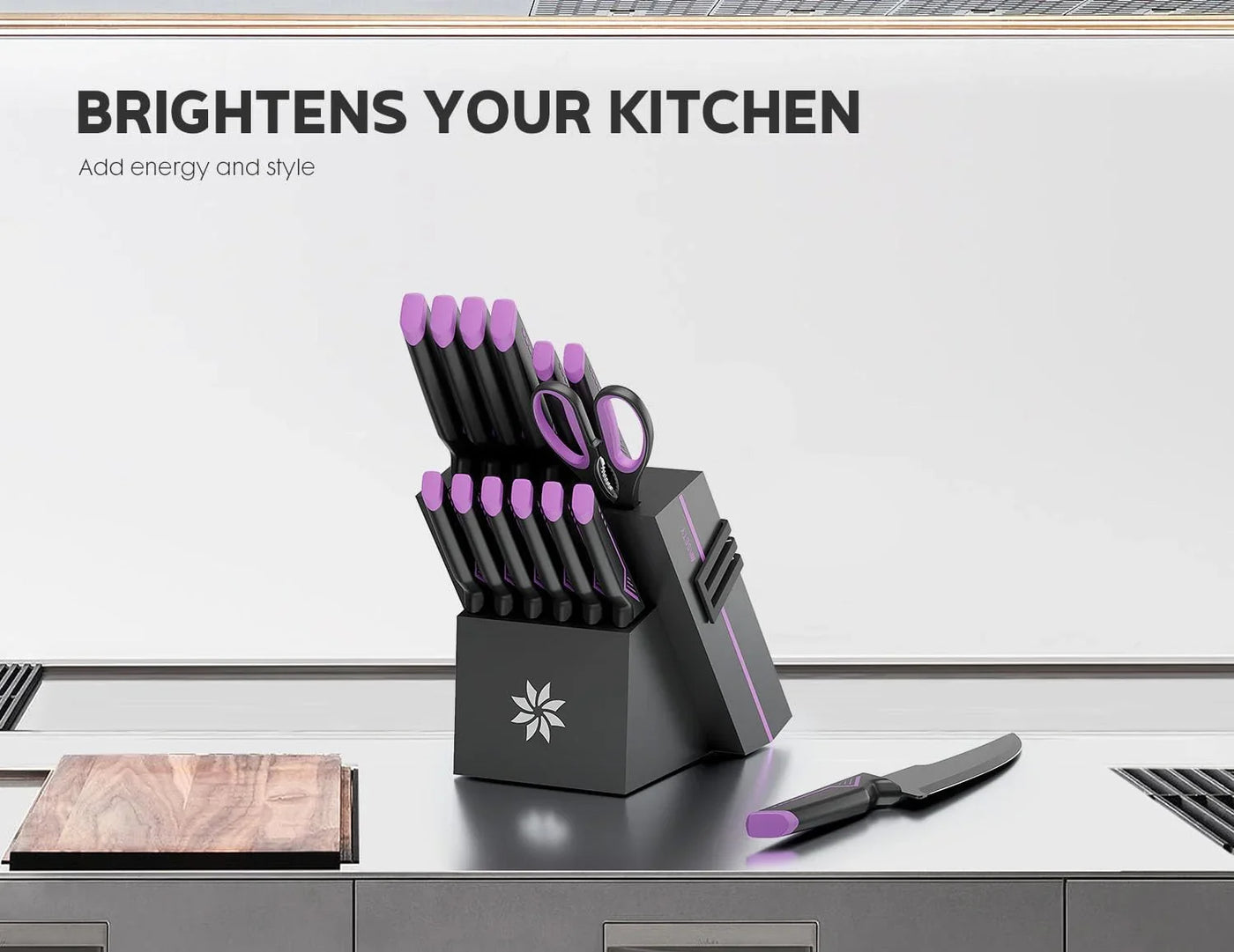 Knife Set - 15 PCS Kitchen Knife Set with Built-In Knife Sharpener Block - Stainless Steel Knife Block Set - Dishwasher Safe, Elegant Box for Men Women