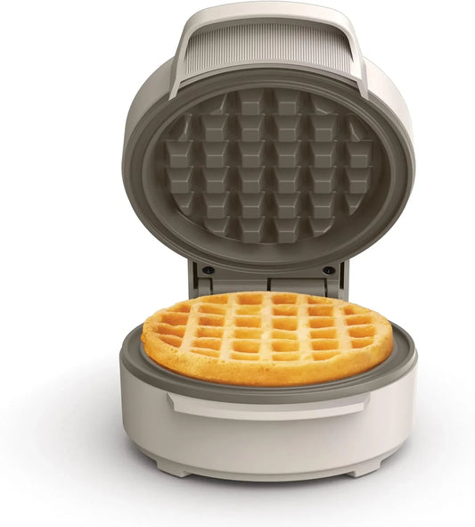 Snack-N-Store Mini Waffle Maker, Evergood™ Ceramic Nonstick Coating, Cord Wrap, Ready Indicator Light & Cool Touch Handles, Stackable Design & Customizable Plates, 350 Watt, Oatmilk