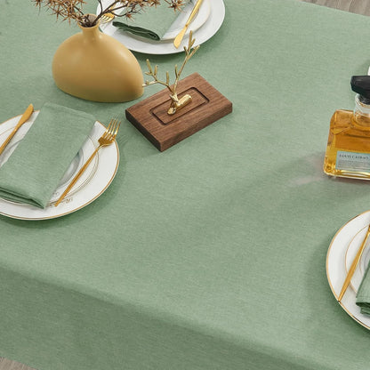 Rectangle Table Cloth, Waterproof and Stain Resistant Linen Style Farmhouse Tablecloth, Washable Faux Decoration Fabric Table Cover for Kitchen Dinning or Outdoor Use, Sage Green 52 X 70 Inch