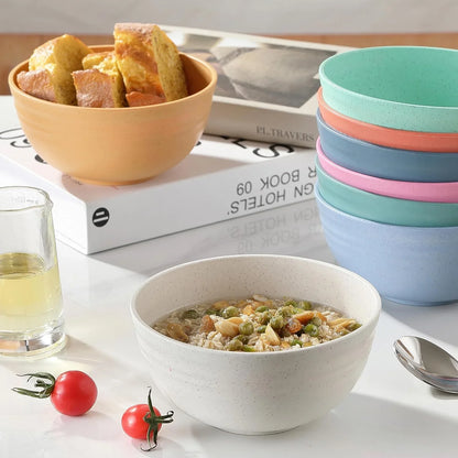 8PCS Cereal Bowl,  Unbreakable Wheat Straw Cereal Bowls, Microwave & Dishwasher Safe Kitchen Bowls for Cereal, Snack, Soup, Salad and Rice, Multicolors, BPA Free, 26Oz (Ser of 8)