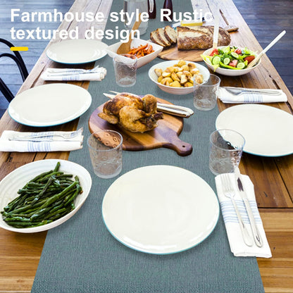 Wipeable Table Runner, Thick Farmhouse Dresser Runner, Rustic for Kitchen, Bedroom, Living Room, Indoor and Outdoor (72'', Blue Grey)