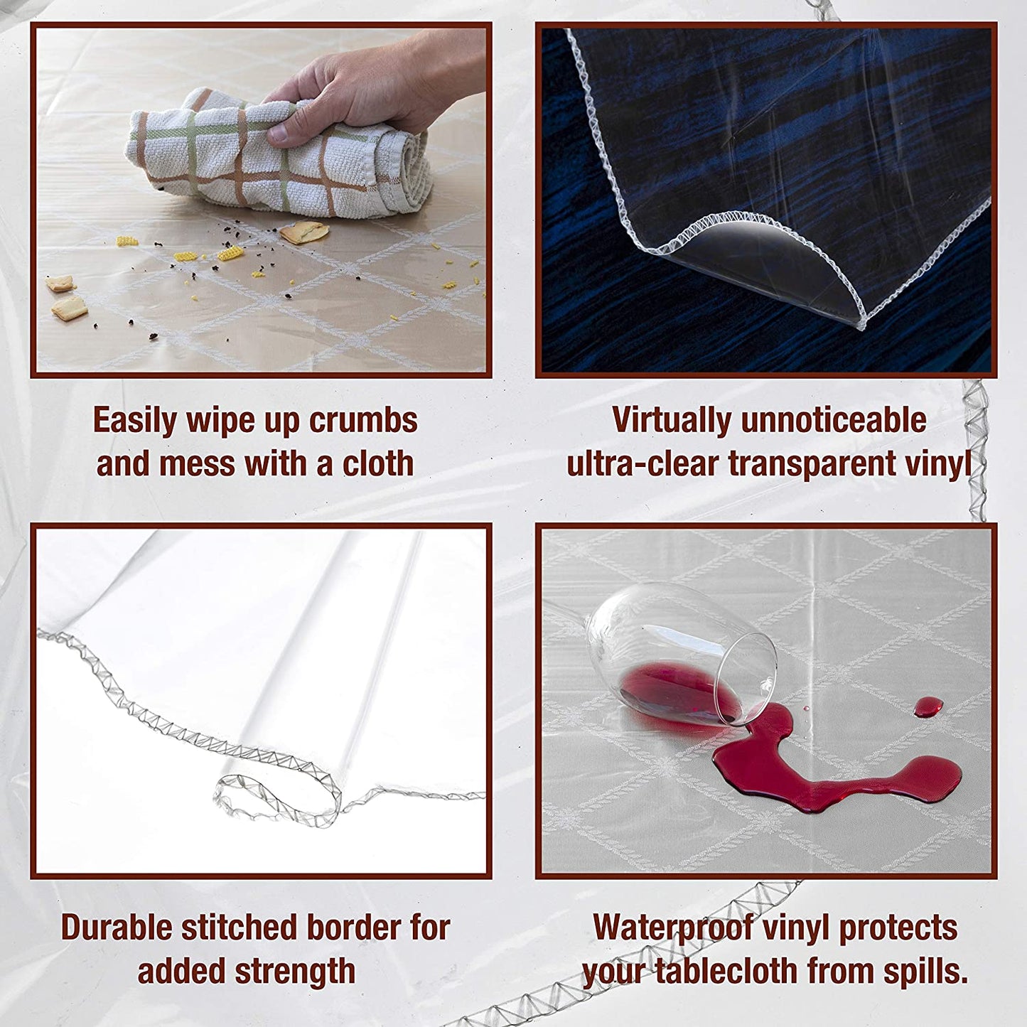 Clear Plastic Table Cover Protector 100% Waterproof Table Protector Crystal Clear Plastic Tablecloth Cover for Dining Table Heavy Duty Vinyl, 60" X 84" Rectangle