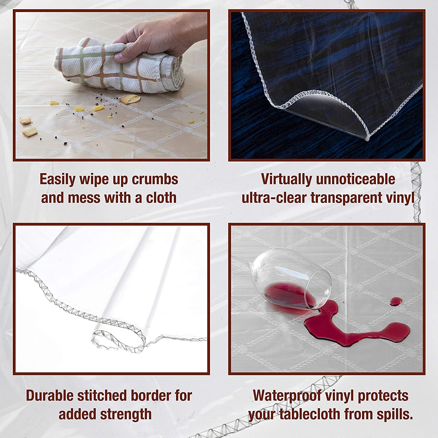 Clear Plastic Table Cover Protector 100% Waterproof Table Protector Crystal Clear Plastic Tablecloth Cover for Dining Table Heavy Duty Vinyl, 60" X 84" Rectangle