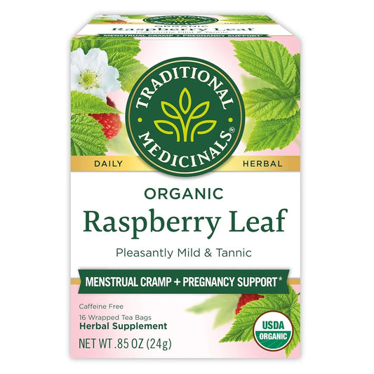 Organic Raspberry Leaf Herbal Tea, Eases Menstrual Cramps & Supports Healthy Pregnancy, (Pack of 1) - 16 Tea Bags