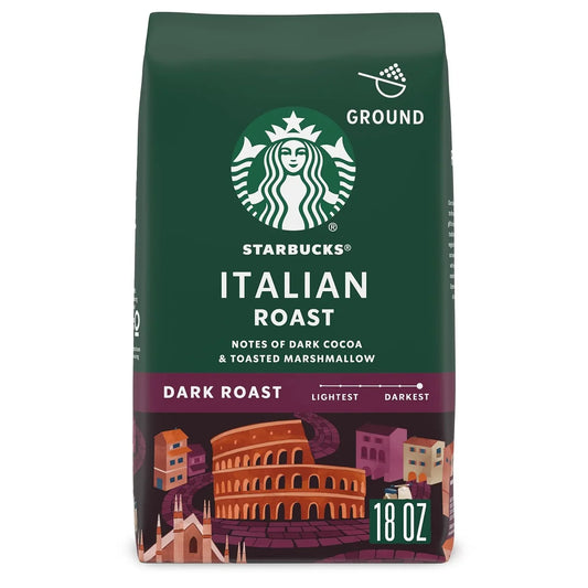 Ground Coffee, Dark Roast Coffee, Italian Roast, 100% Arabica, 1 Bag (18 Oz)