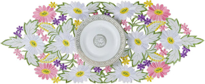 Spring Daisy Table Runners Embroidered Flowery Table Linen for Home Decoration 13 X 34 Inch