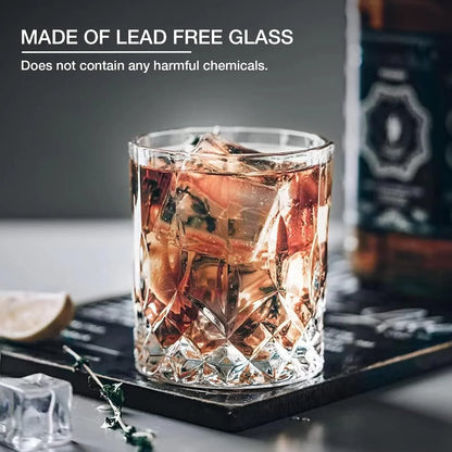 Drinking Glasses, 8 Piece Crystal Glass Cups, Mixed Glassware Set, 4 Pcs Crystal Old Fashioned 11Oz Highballs and 4 Pcs 11Oz Whiskey Glasses, Great for Cocktail, Whisky and Other Beverages