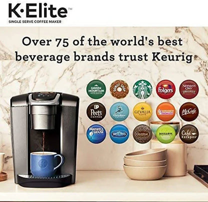 K-Elite Single Serve K-Cup Pod Coffee Maker, with Strength and Temperature Control, Iced Coffee Capability, 8 to 12Oz Brew Size, Programmable, Brushed Slate