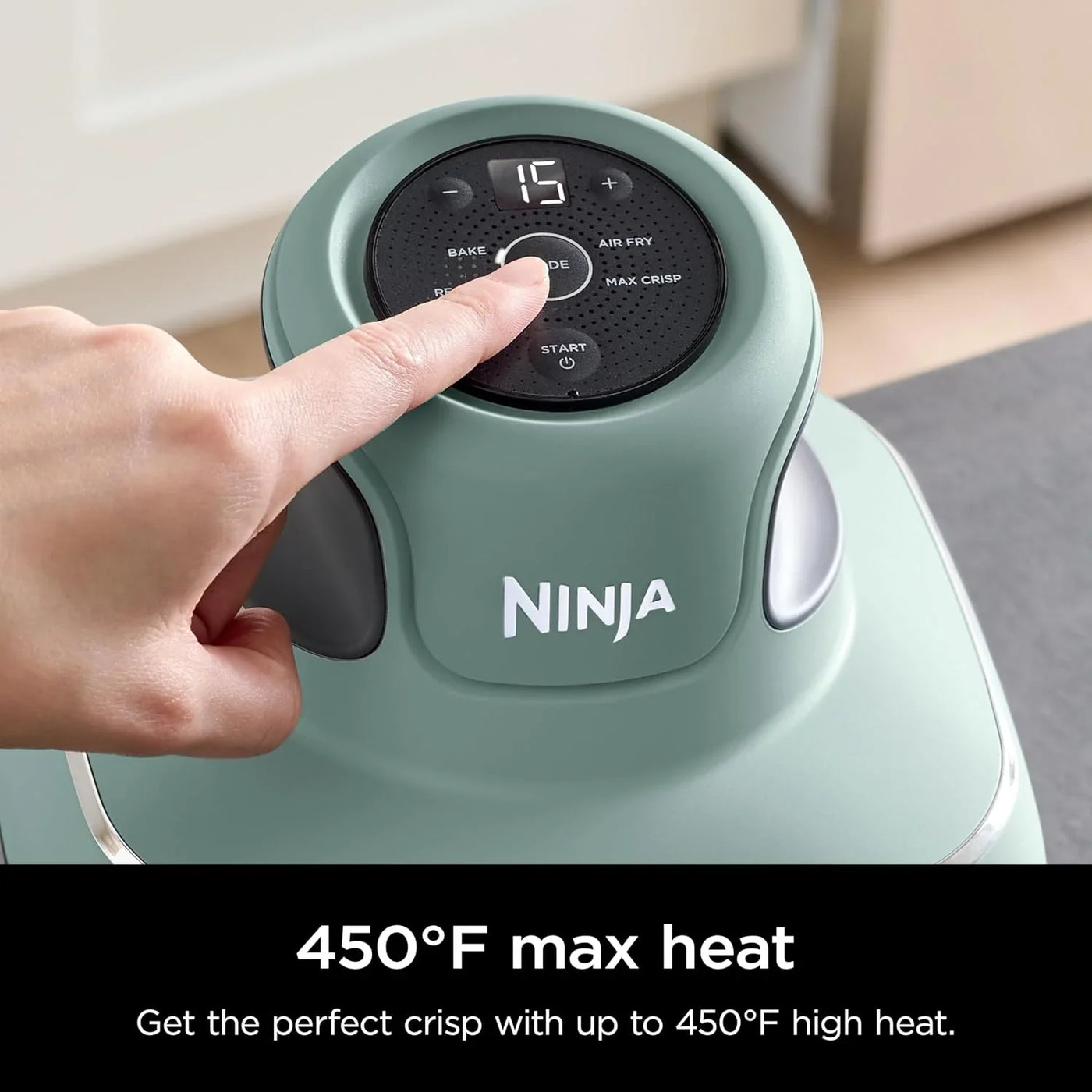 Crispi 4-In-1 Glass Air Fryer | 450°F | Non-Toxic | 4QT & 6-Cup Glass Containers W/Lids | Microwave, Freezer, Dishwasher Safe | Max Crisp, Air Fry, Bake, Recrisp | Green | FN101SG