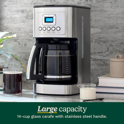 14-Cup Coffee Maker, Programmable Perfectemp Glass Carafe Coffee Machine with 1-4 Cup Setting, Brew Strength Control and Pause, Stainless Steel, DCC-3200NAS
