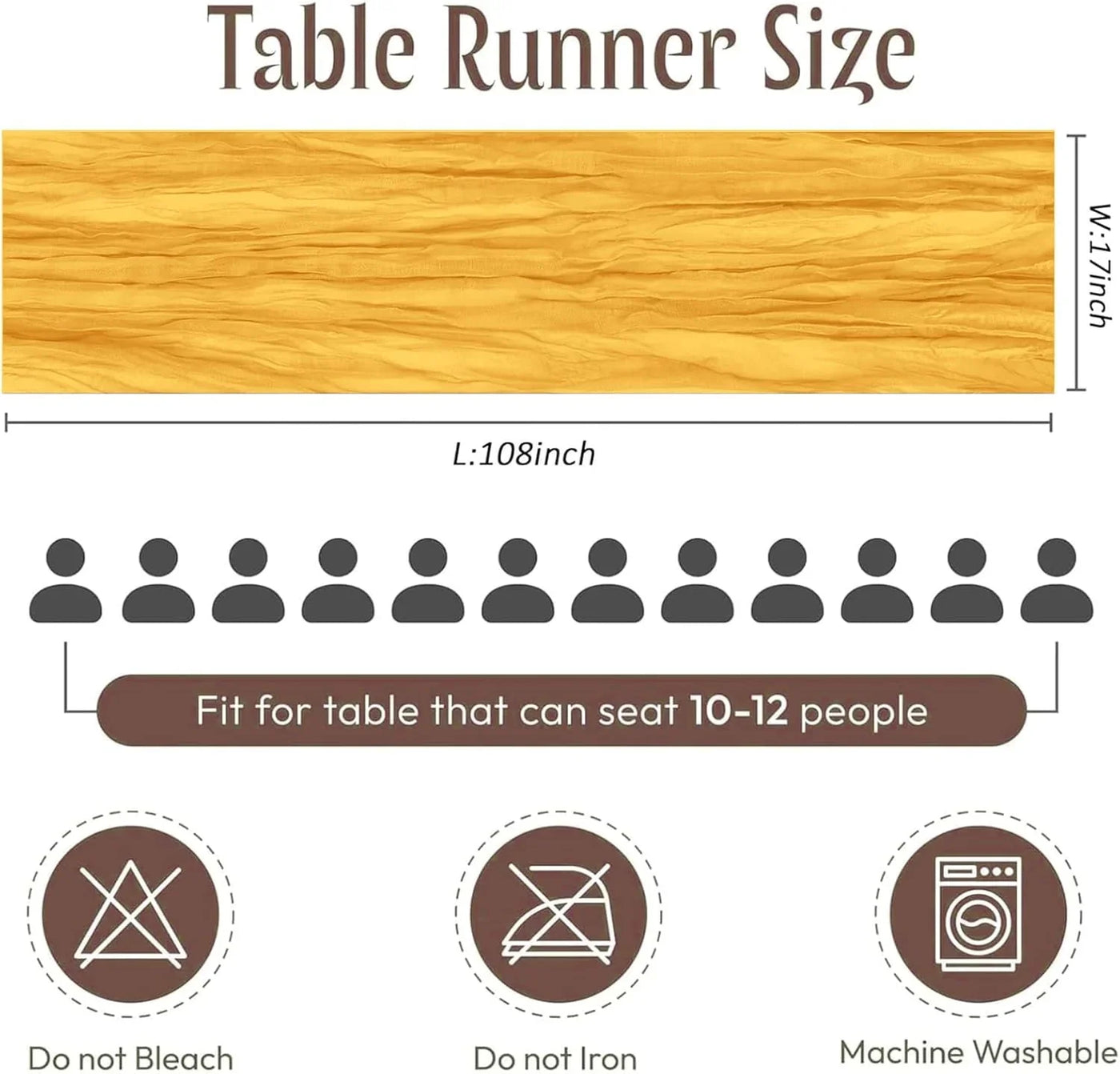25 Pack Gold Polyester Gauze Table Runner, 17 X 108 Inch, Rustic, Bohemian Style, Solid Pattern, Formal Table Runner