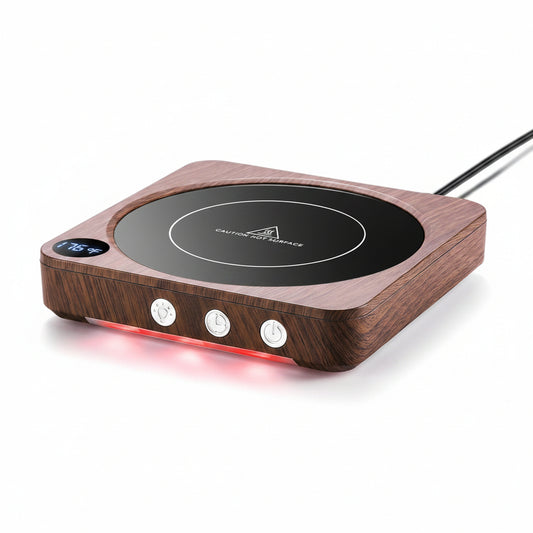 Mug Warmer - 36W Coffee Mug Warmer for Desk with Temperature Display, 2-12Hrs Auto Shut Off, Smart Candle Warmer - Ideal Coffee Gifts Accessories Keep Beverages Coffee Warmer (Wood) (Wood)