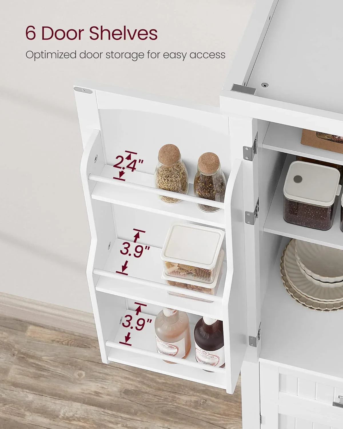Pantry Cabinet, 71.7-Inch High Freestanding Tall Cupboard Storage Cabinet with a Drawer, 2 Cabinets, 4 Adjustable Shelves, 6 Door Shelves, for Living Room, Kitchen, White UBBC561P31V2